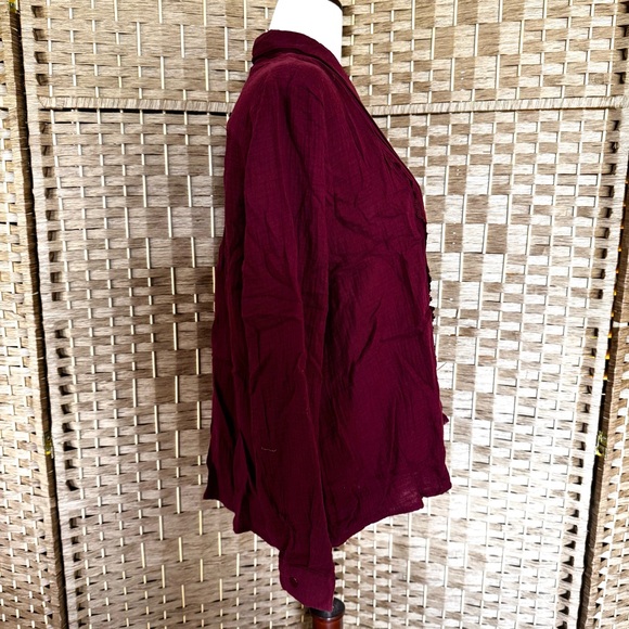 NWT merlot cotton LIV Los Angeles pinktuck blouse 1X - Picture 6 of 14